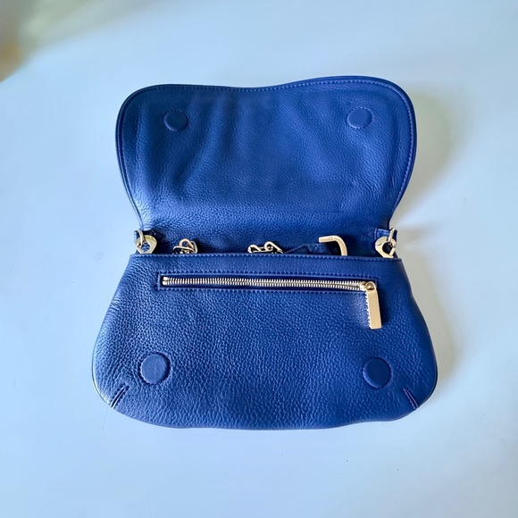 NWoT ROYAL BLUE TORY BURCH Crossbody Bag Purse, Pebbled Leather Gold Chain Strap - Picture 3 of 11